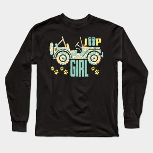 Jeep girl Cute Flower Jeep Women Flip Flops Jeep Dog Paw Jeep Men/Women/Kid Jeep Long Sleeve T-Shirt